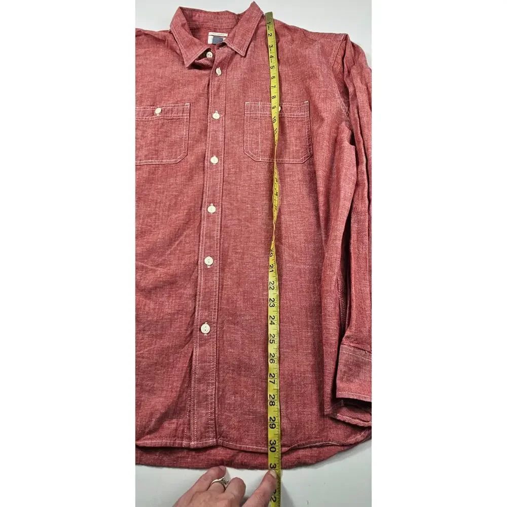 NWOT coral red long sleeve preppy slim fit long sleeve button up linen blend XL
